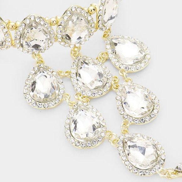 Bracelet Ring Combo Clear Crystal Rhinestone Pave Evening - Picture 4 of 7